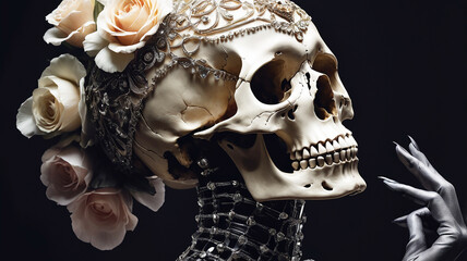 Naklejka premium Vintage human skull concept