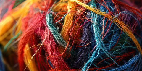 Tangled Threads of Deceit: A tangled ball of yarn, with several threads frayed and broken.