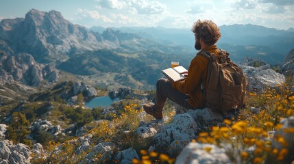 Serene Moment of a Digital Nomad in Nature
