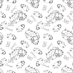 Seamless pattern with cats for textile, fabrics, packaging paper