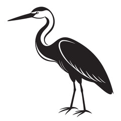 Heron bird silhouette vector on a white background