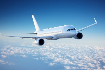 Obraz premium White Airplane Flying Through the Clouds