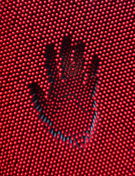 Hand Imprint In Pin Art Or Pinscreen