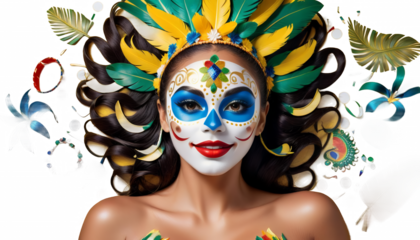 brasil brasileira o gerado carnaval comemorando no por com pintado mulher rosto ia brazil brazilian carnival face paint face cloak art face colours colourful culture festival fun dragon asia china