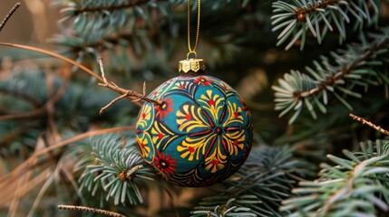 Christmas Ornament on a Tree Branch