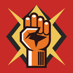 A Defiant Hands raising a flat cartoon illustration