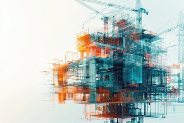 Modern construction project with graphic design  engineers  and technology.