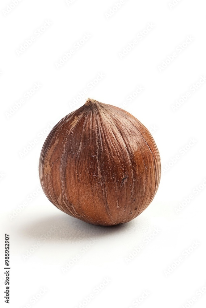 Poster a detailed view of a nut shell on a clean surface