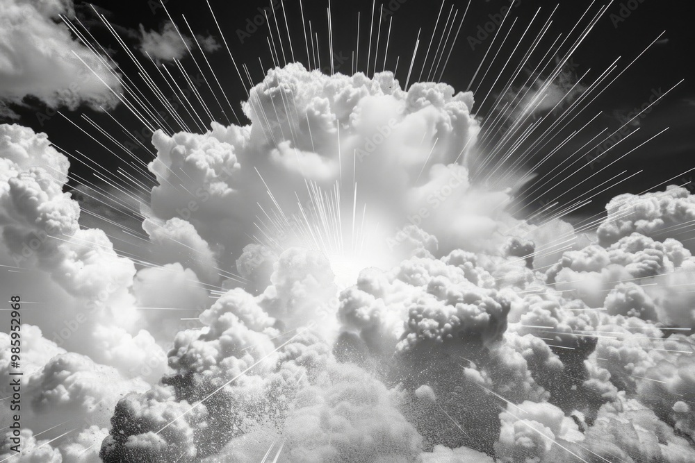 Poster a close-up view of a big cloud against a gray or white background