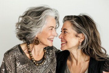 Two older women enjoying each other's company with warm smiles