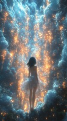Fototapeta premium Enchanted Spirit in a Dreamlike Waterfall of Lights