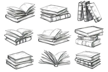 Open book in autumn leaves. Vintage style book illustration for design, print or background. Watercolor education, school design
