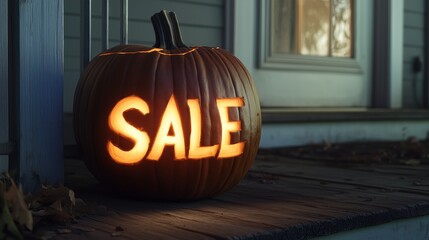 Obraz premium A photorealistic carved pumpkin that has the words 