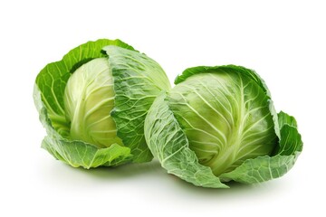 Obraz premium Fresh cabbages on a clean white background