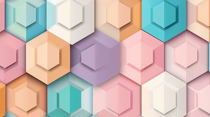 An abstract background made of colorful hexagons with a 3D effect. pastel color.