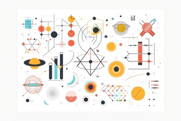 Obraz premium Collection of various geometric shapes, including spheres, cylinders, and cones