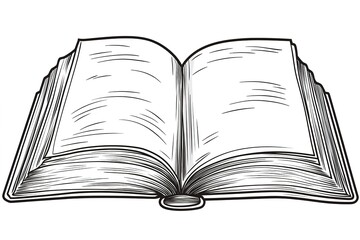 Open book with pages. Hand drawn vector sketch in vintage style