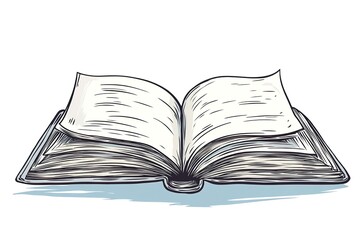 Obraz premium Open book with pages. Hand drawn vector sketch in vintage style