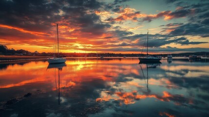 Sunset over Poole Harbour, Dorset, UK.