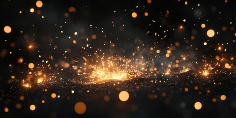 Fototapeta premium Silvester New Year 2025 background banner panorama long firework and sparklers on dark black night texture, with space for text