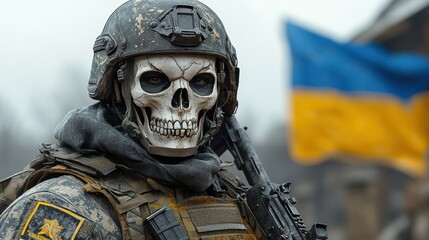 A soldier proudly displays their patriotism and determination amid a chilly battlefield