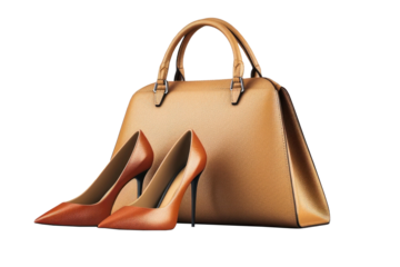 A gold handbag paired with elegant high-heeled shoes displays a chic fashion statement, perfect for enhancing any formal outfit while exuding sophistication.