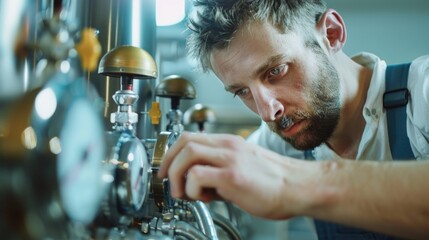 A person servicing a beer tap with tools and expertise