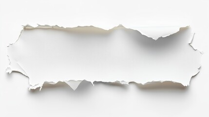 Piece of white paper tear isolated on white background.