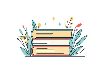 Open book in autumn leaves. Vintage style book illustration for design, print or background. Watercolor education, school design
