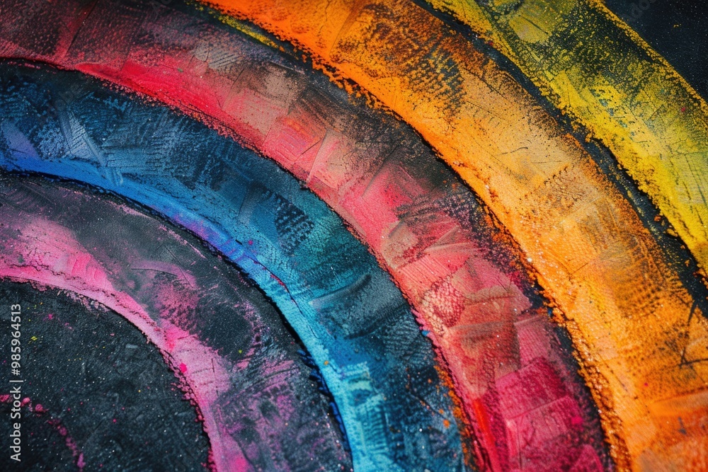 Poster a detailed view of a colorful rainbow on canvas