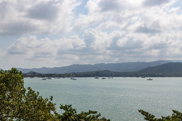 View to bay of Koh Samui island from view point of Big Buddah at Ko Fan island, Thailand