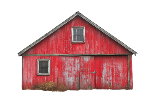 a red barn with a white background