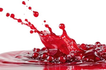 A drop of bright red liquid on a white surface