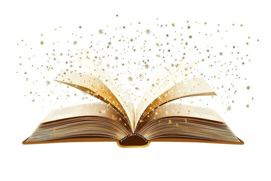 Open book in autumn leaves. Vintage style book illustration for design, print or background. Watercolor education, school design
