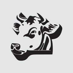 cow Animal logo Isolated Black on White background