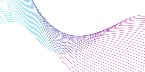 Fototapeta premium Abstract background with waves for banner. Medium banner size. Vector background with lines isolated on white.