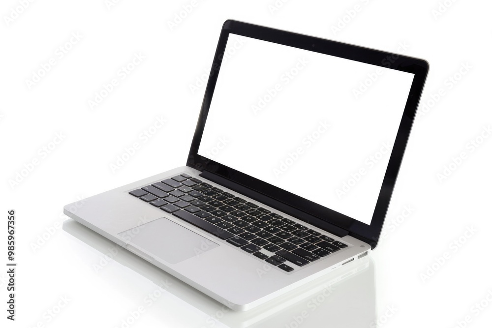 Aufkleber a laptop computer with a blank screen on a white surface, perfect for digital art or graphic design 