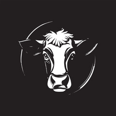 cow Animal logo Isolated Black on White background