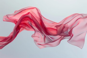 Fototapeta premium Flowing red fabric against soft gray background