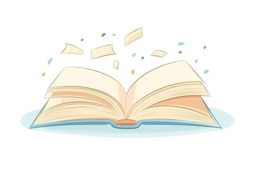 Fototapeta premium Open book in autumn leaves. Vintage style book illustration for design, print or background. Watercolor education, school design 