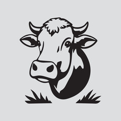 cow Animal logo Isolated Black on White background