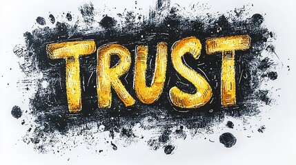 Hand-drawn trust lettering with artistic splash effects