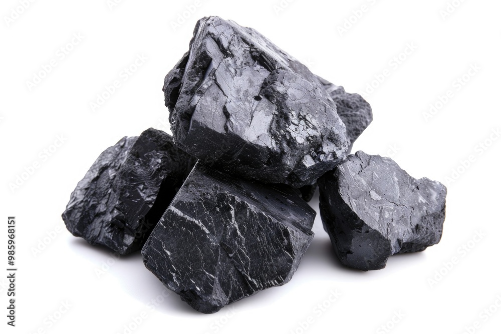 Poster a compact pile of dark rocks sits atop a clean white surface, perfect for use in still life or desig