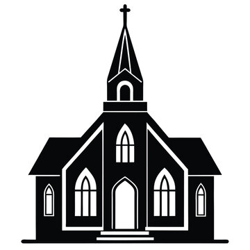 recommend clip art: Church Building Silhouette Vector color line art Design.
