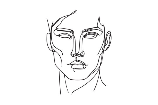 recommend clip art: silhouette of young man face in continuous one line style, vector illustration