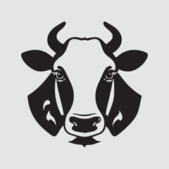 cow Animal logo Isolated Black on White background