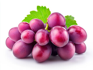 Bunch of ripe dark blue grapes Isolated on white background top view.