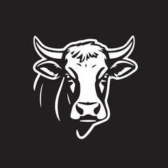 cow Animal logo Isolated Black on White background