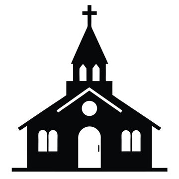 recommend clip art: Church Building Silhouette Vector color line art Design.