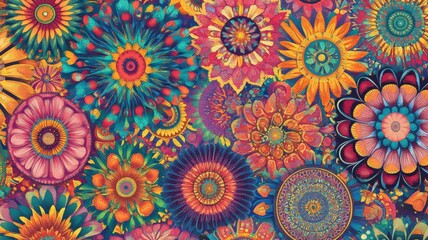 Colorful mandala pattern with intricate floral design
